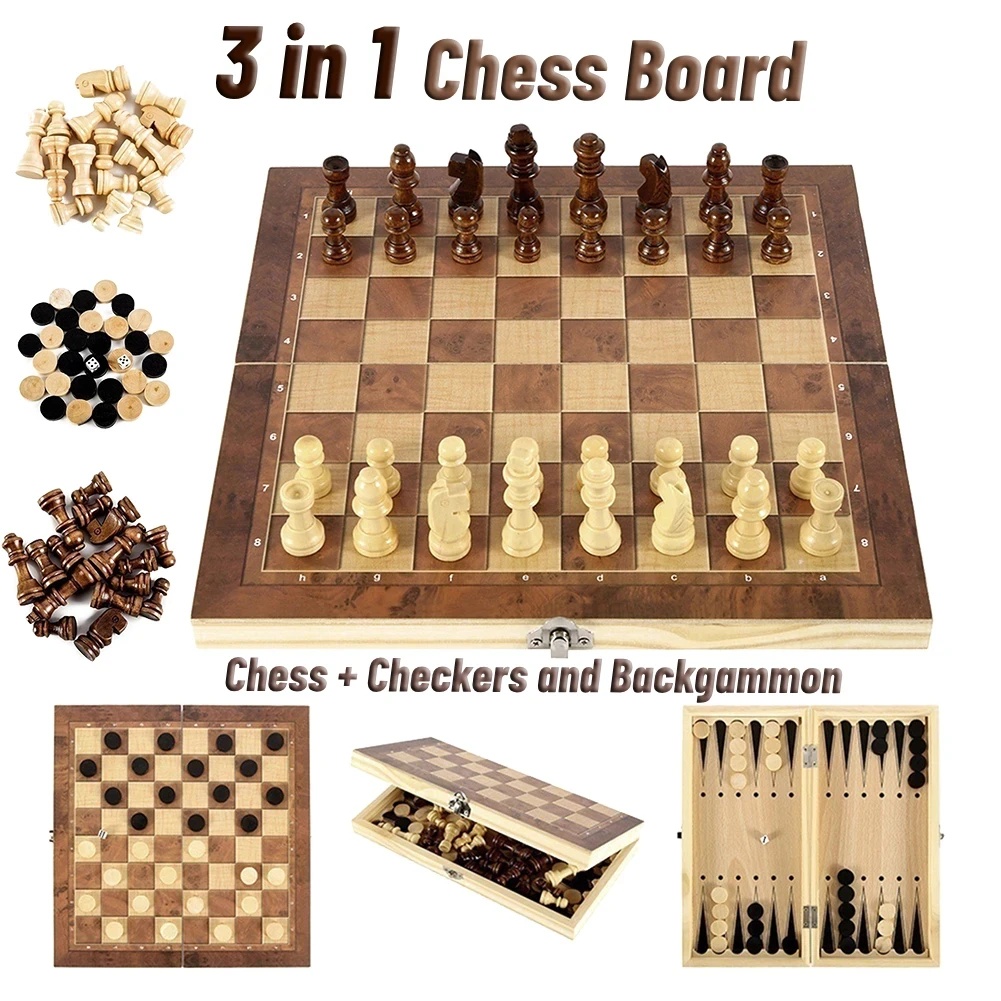 Magnetic Travel Chess - Juego de Damas, Backgammon y Ajedrez