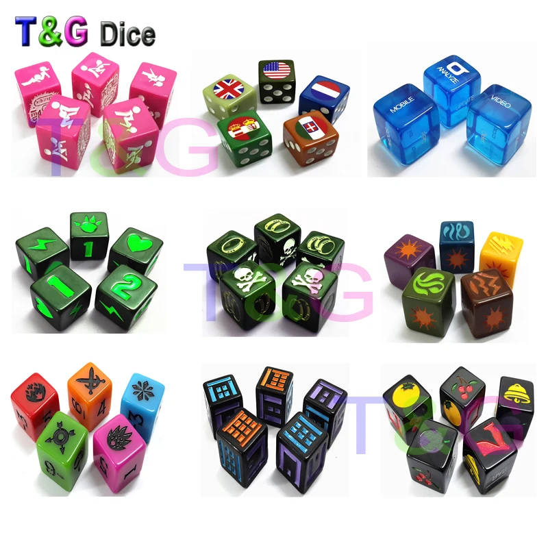 T & G-dados D6 personalizados, - Board Game Logo reseña y precio